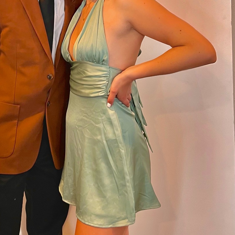Lucy in the Sky Light Green Backless Dress